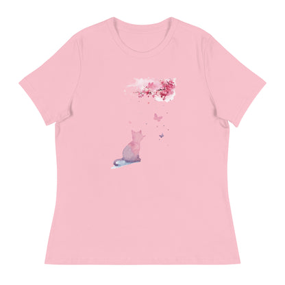 Cherry Blossom Kitten Women's Relaxed T-Shirt