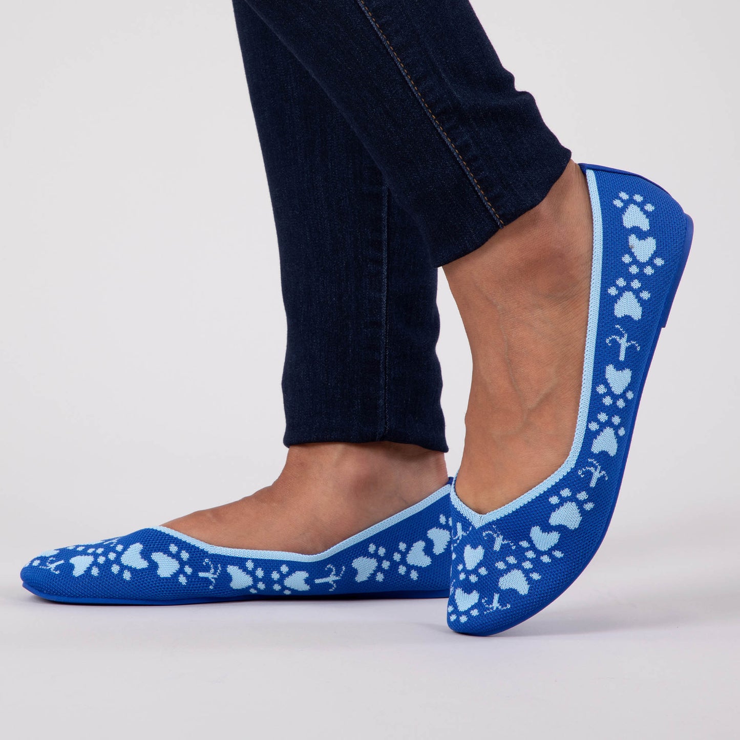 Woven Paw Print Ballet Flats