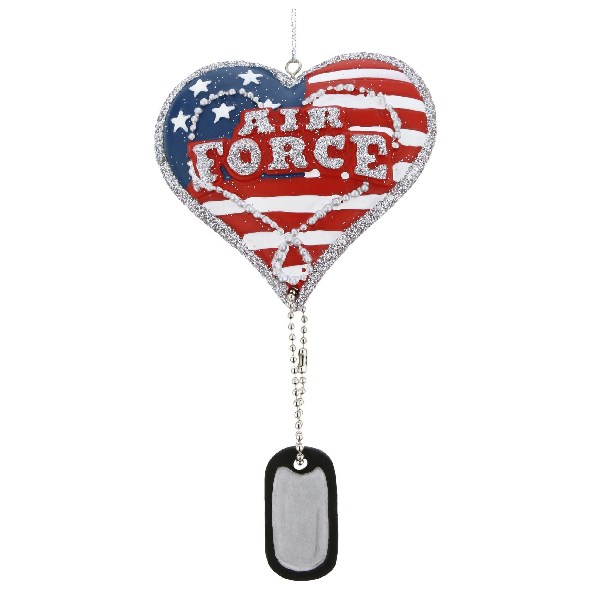 Military Service Heart & Dog Tag Ornament