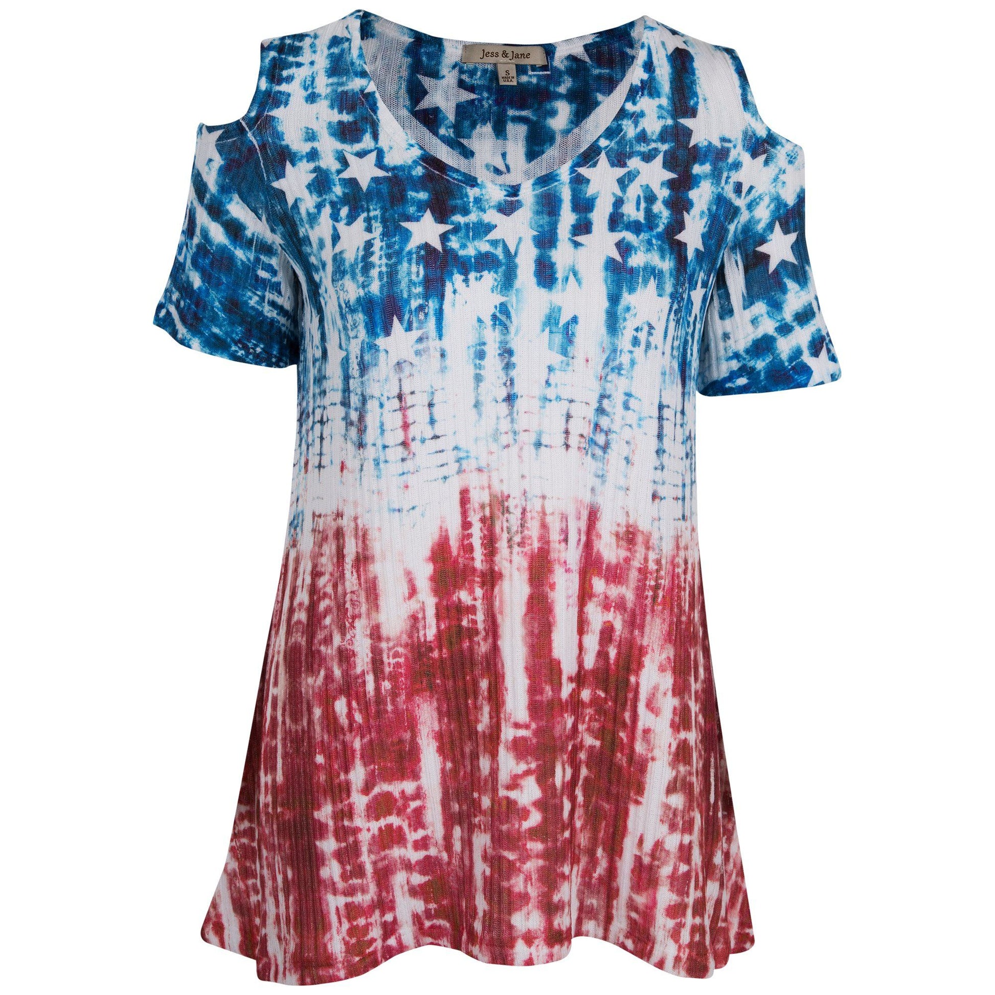 Tie Dye Americana Cold Shoulder Top