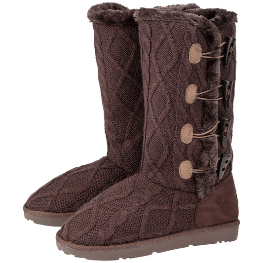 Paw Print Faux Fur Tall Knit Boots