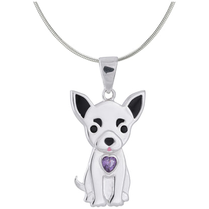 Sterling & Crystal Pup Necklace