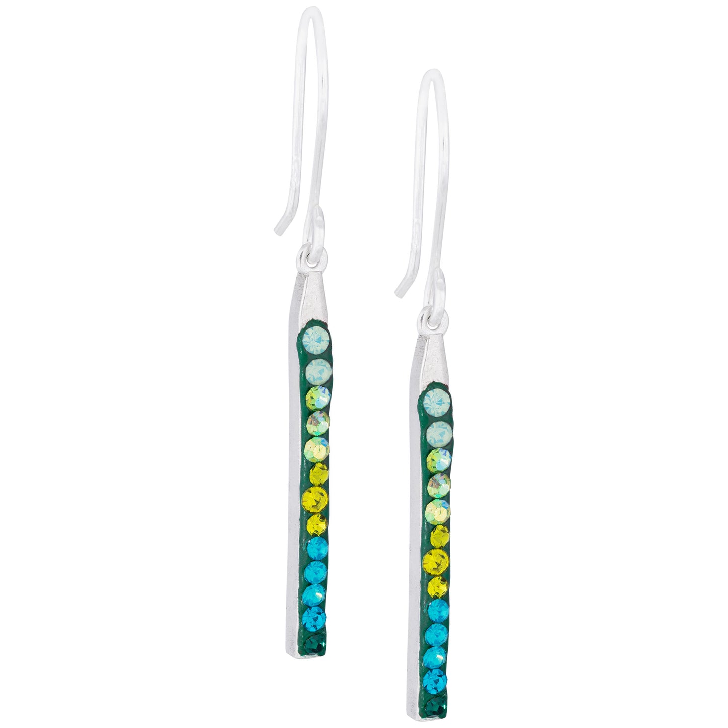 Rainbow Mosaic Crystal Drop Earrings