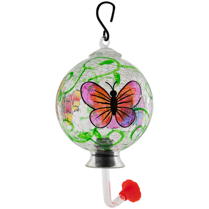 Hand-Painted Glass Hummingbird Feeder