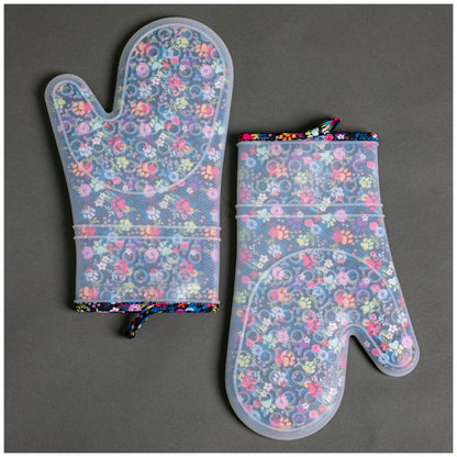 Floral Garden Silicone Oven Mitt Set