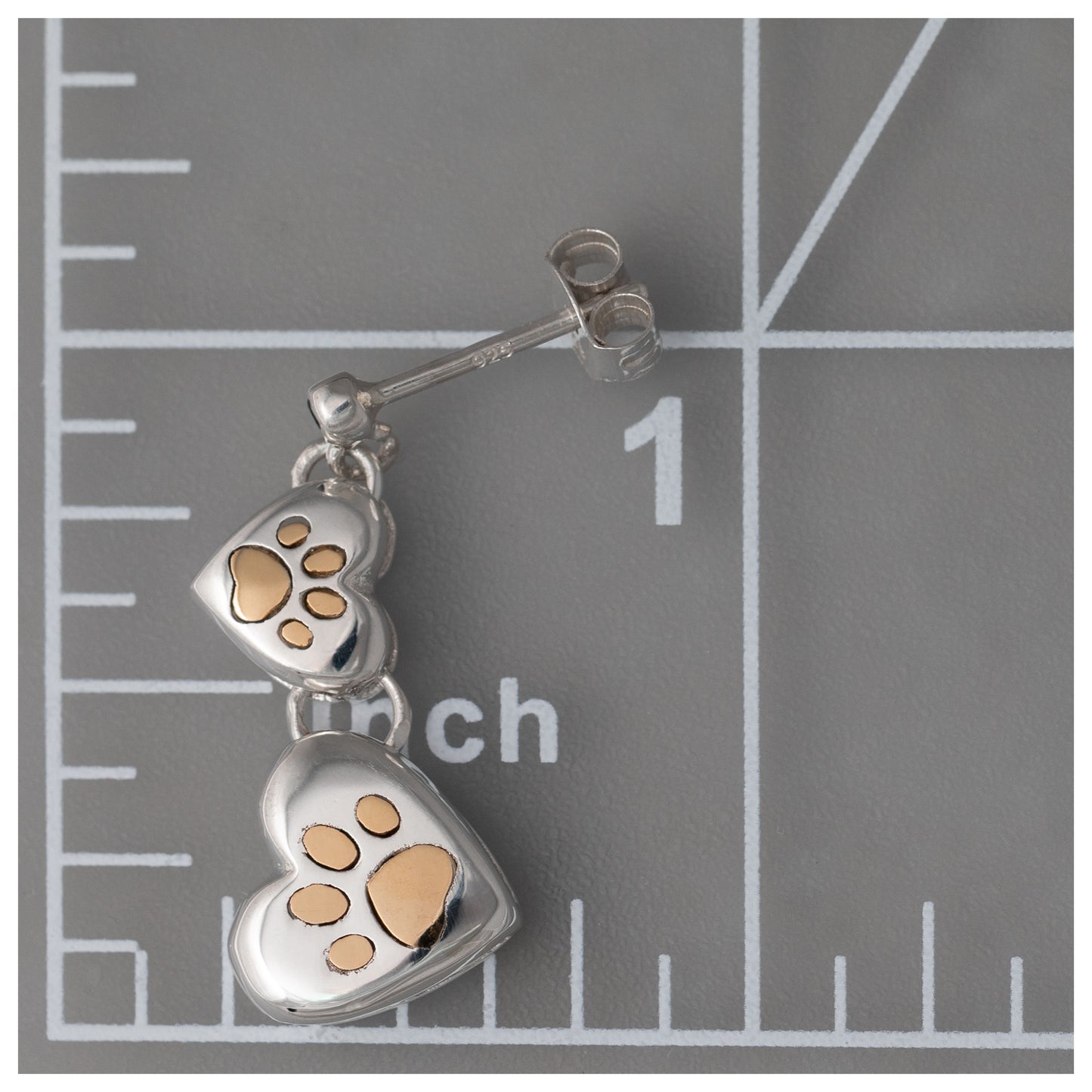 Paws In My Heart Sterling & Brass Earrings