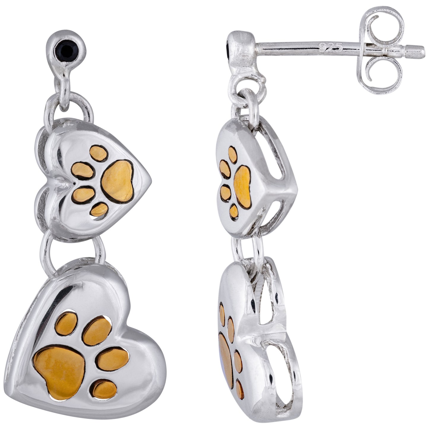 Paws In My Heart Sterling & Brass Earrings