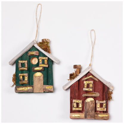 Handmade Recycled Driftwood Christmas House Ornament