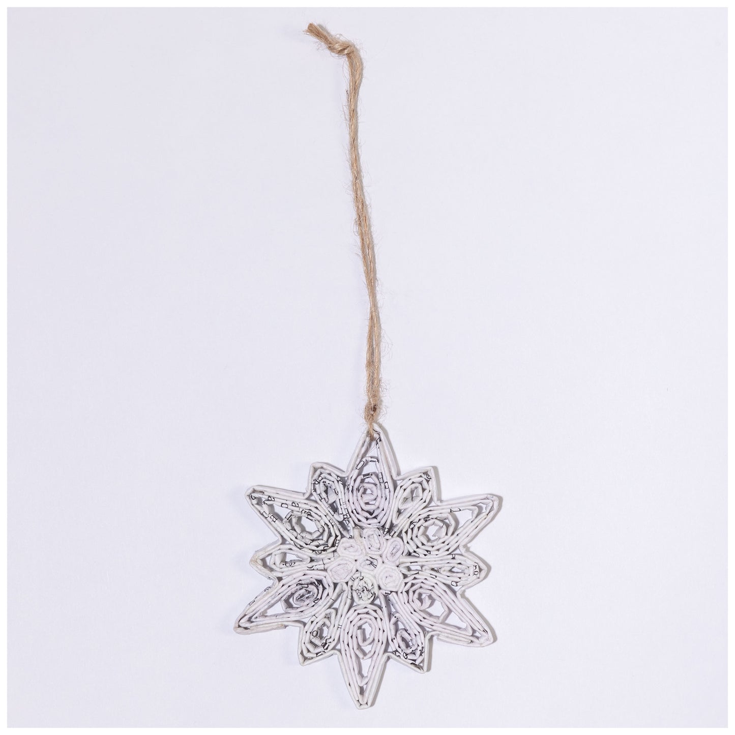 Recycled Magazine Snowflake Ornaments - Set of 2