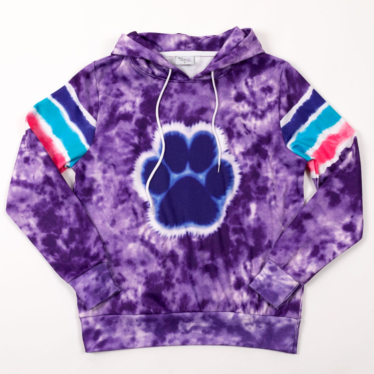 Paw Tie-Dye Stripe Lightweight Hoodie