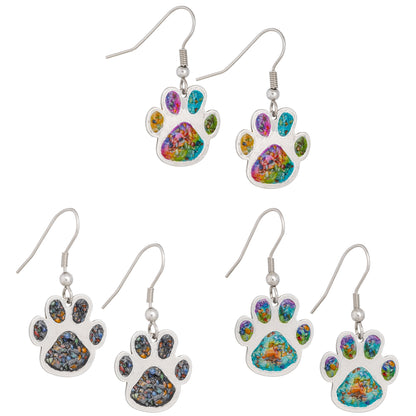 Paw Print Gemstone Array Earrings