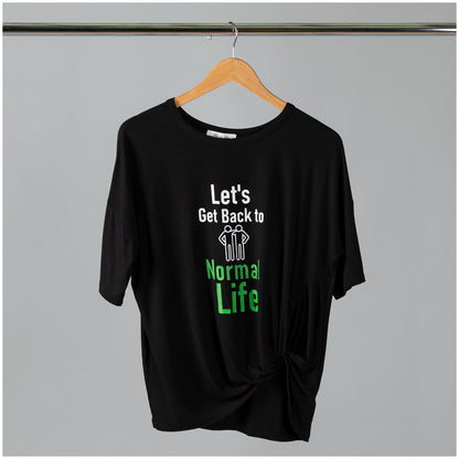 Let's Get Back Dolman Front Twist T-Shirt