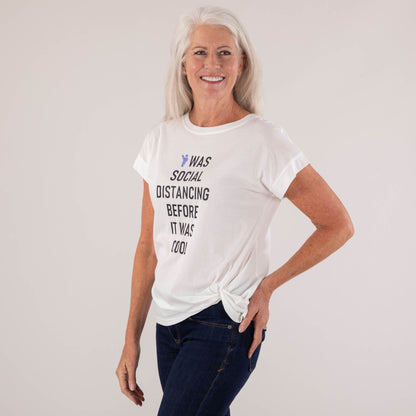 Social Distancing Dolman Front Twist T-Shirt