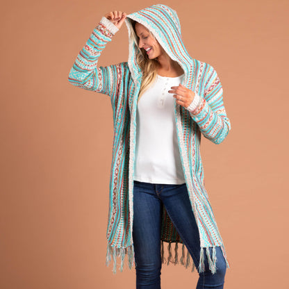 Striped Duster Cardigan with Fringe