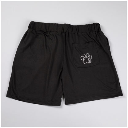 Women's Black Drawstring Paw Bermuda Shorts