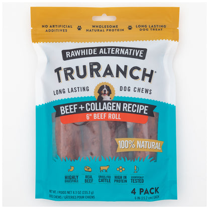 TruRanch&reg; 6-inch Collagen Roll - 4 Pack