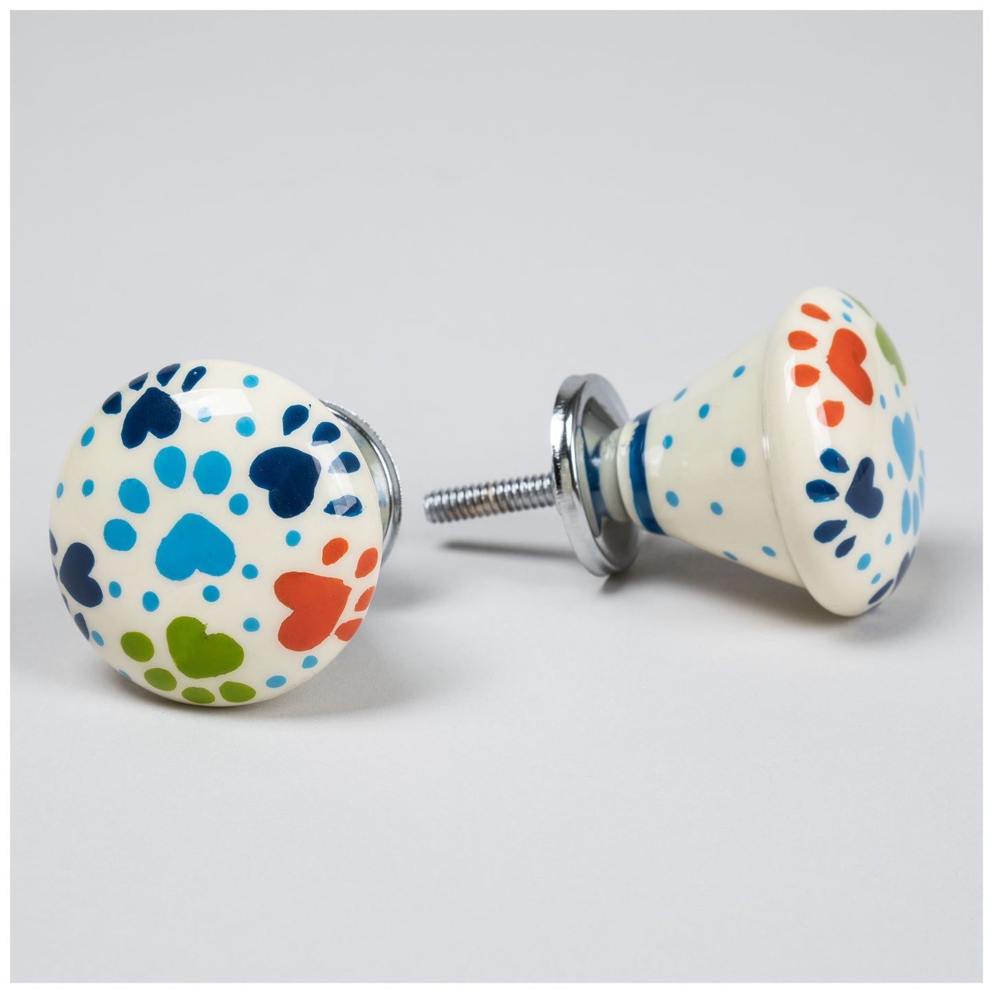 Hand Painted Iron Knobs - Set of 2