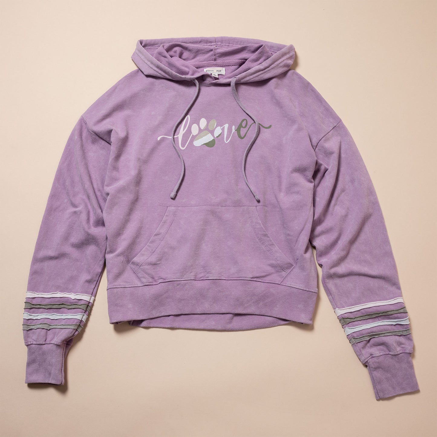 Paw Print Acid Wash Purple Hoodie