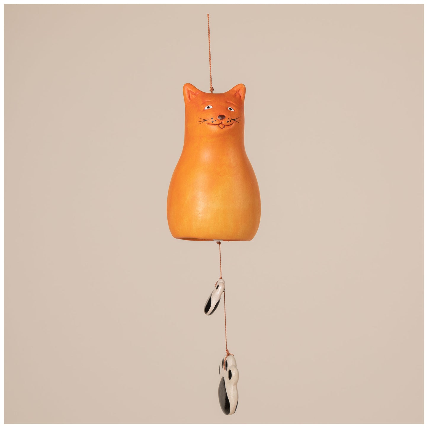 Orange Cat Hand Painted Ceramic Wind Chime