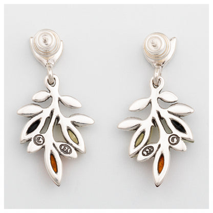 Leaves of Amber & Sterling Earrings