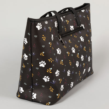 Midnight Floral Paw Print Vegan Handbag