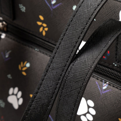 Midnight Floral Paw Print Vegan Handbag