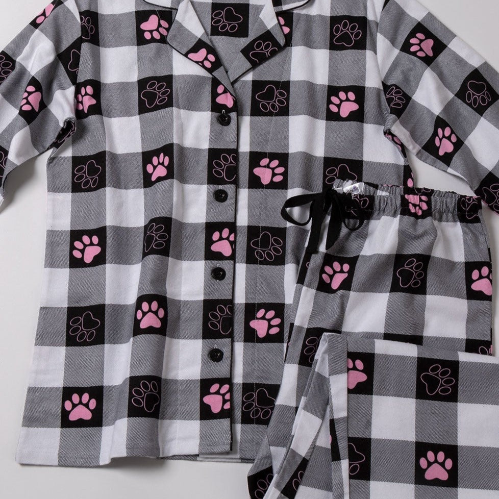 Paw Buffalo Plaid Flannel Pajama Set