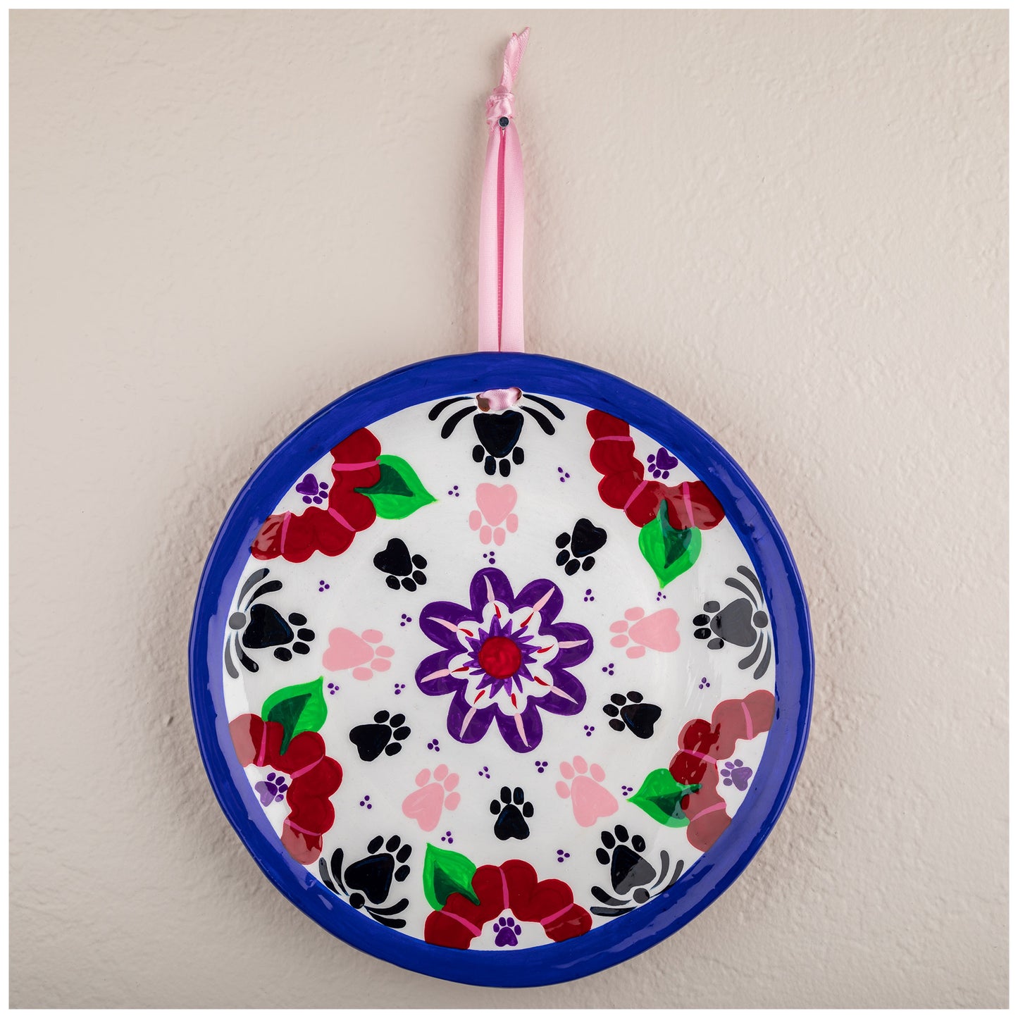 Paw Print Hand Painted Decorative Ceramic Plate