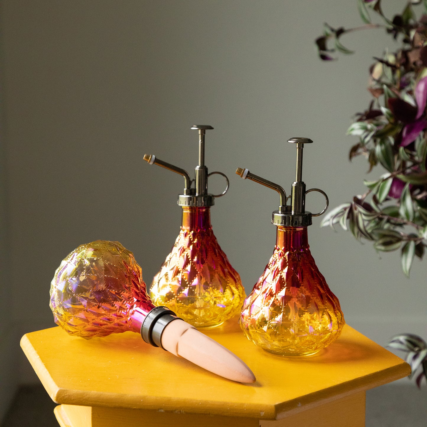 Iridescent Glass Watering Globes & Mister - 9 Piece Set