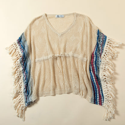 Open Weave Crochet Top with Fringe