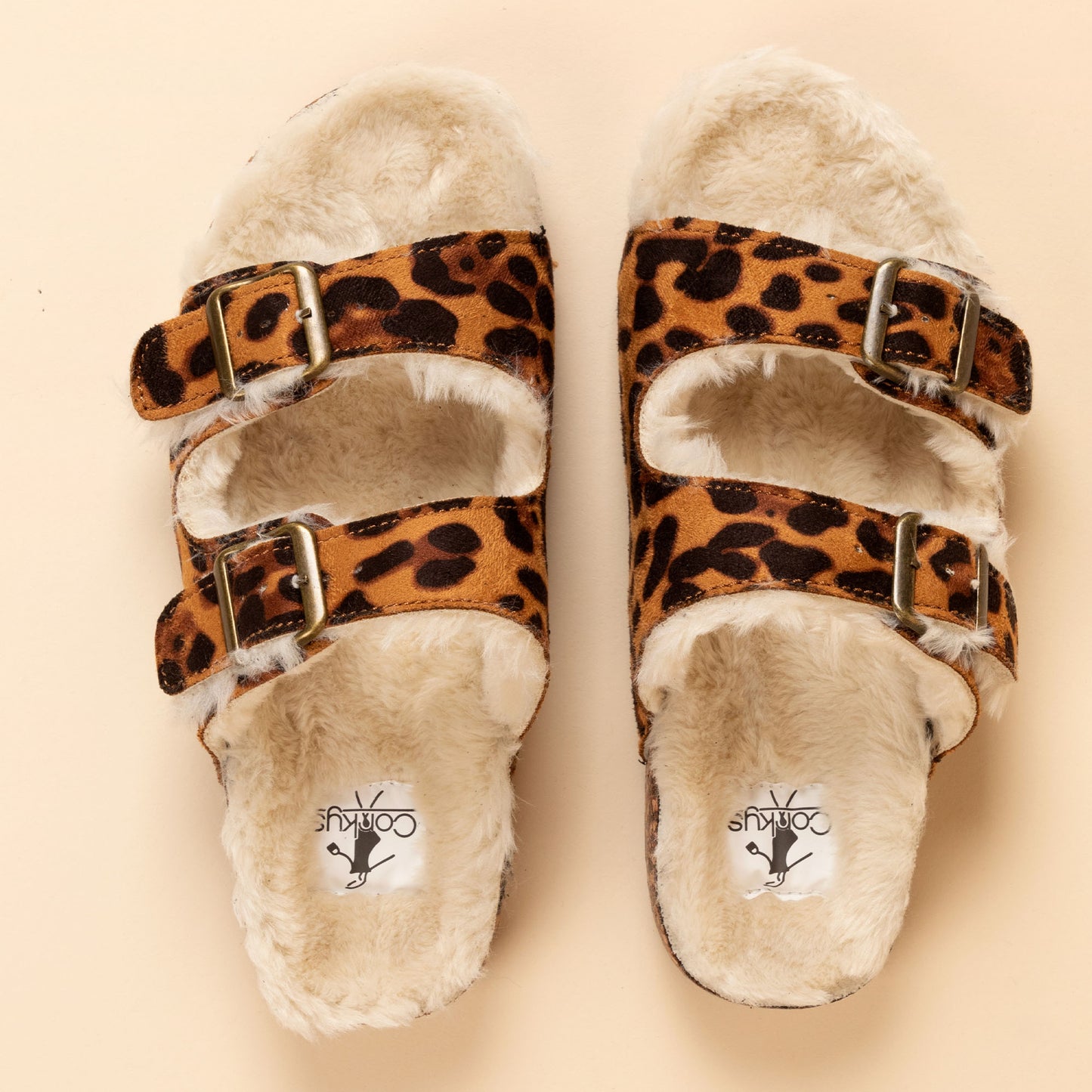 Corkys Faux Fur Double Buckle Sandals