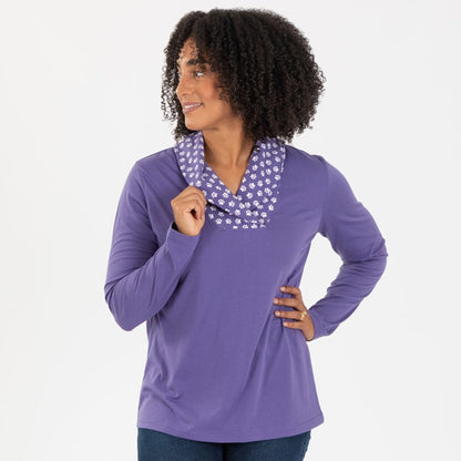 Paw Print Shawl Collar Top