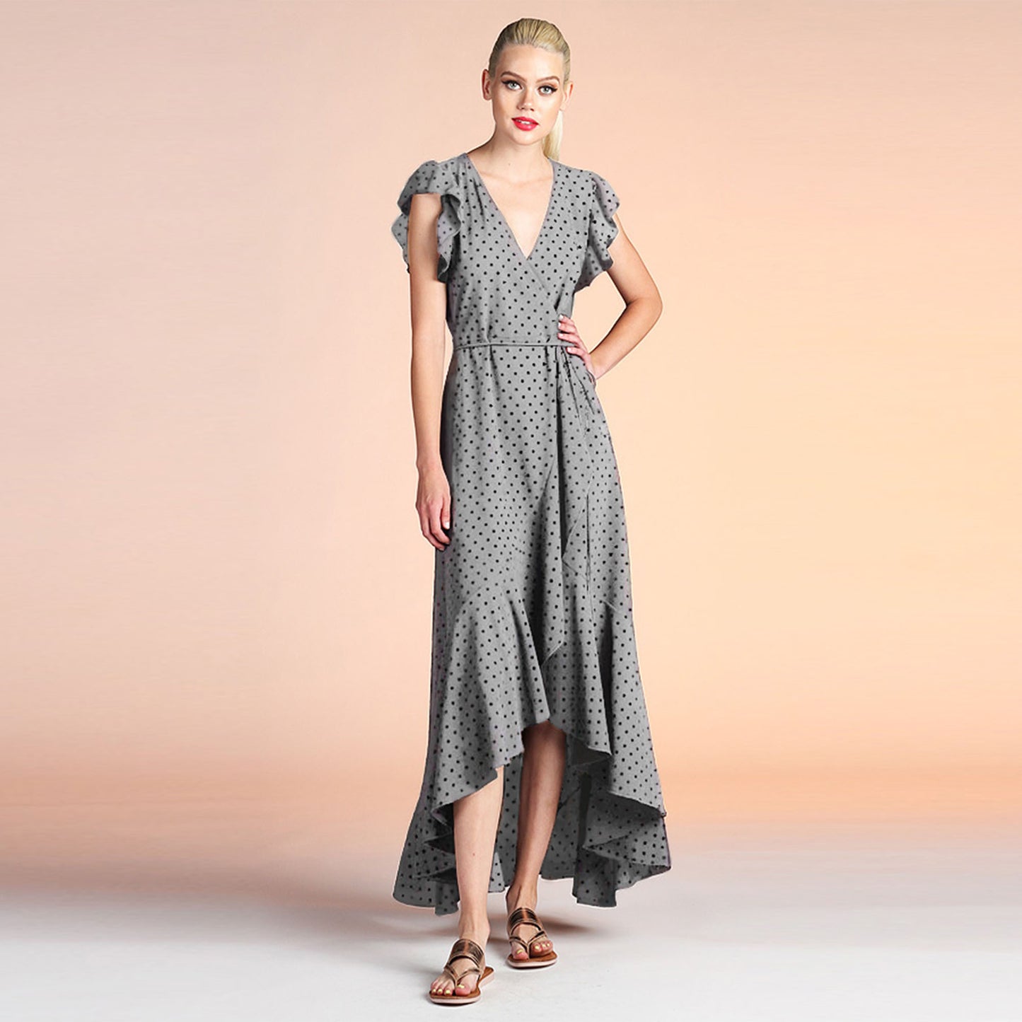 Polka Dot Maxi¬†Wrap¬†Dress