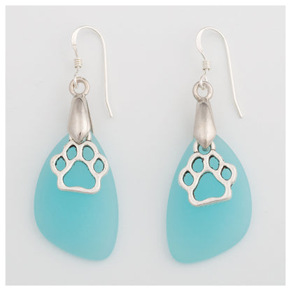 Paw Print Sea Glass Earrings