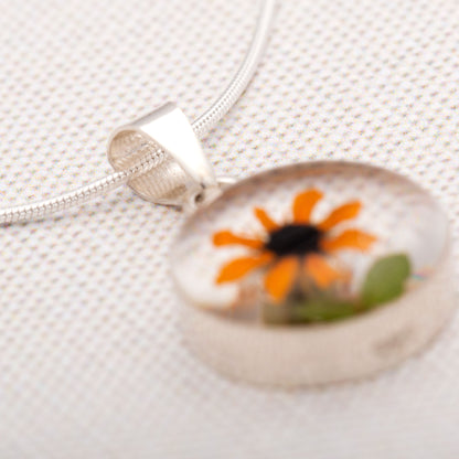 Real Sunflower & Sterling Necklace