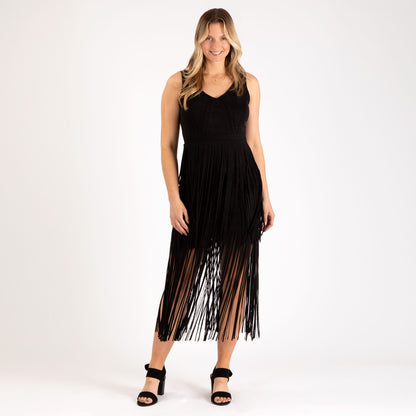 Southern Fringe Faux Suede Dress