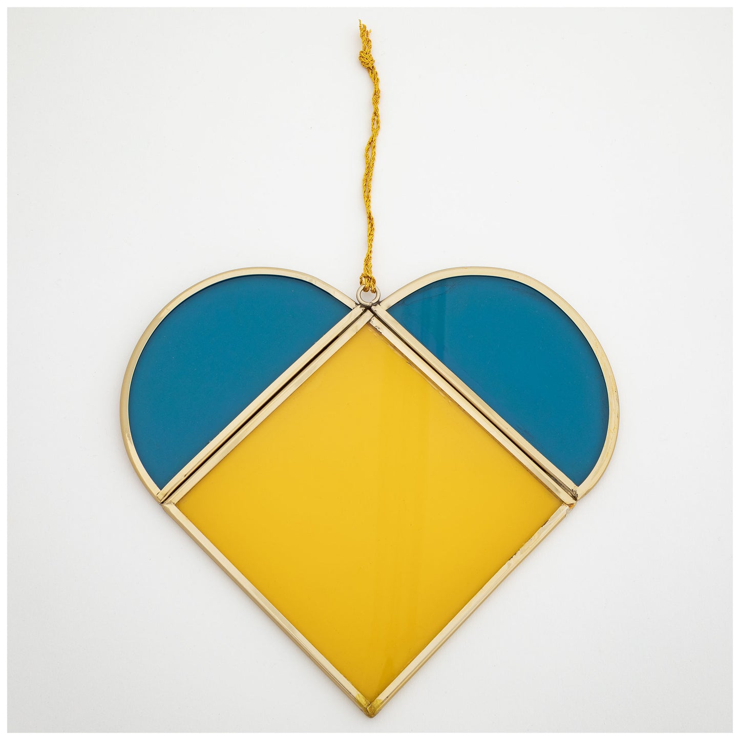 Stand with Ukraine Glass Heart