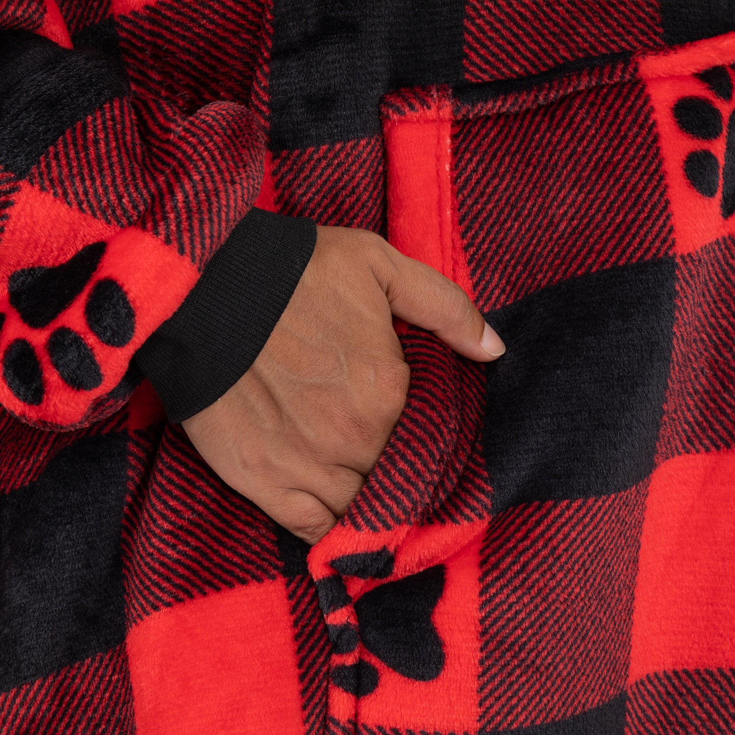 Super Cozy&trade; Paw Print Half Zip Blanket Hoodie with Kangaroo Pocket