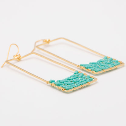 Golden Rectangle & Crystal Earrings