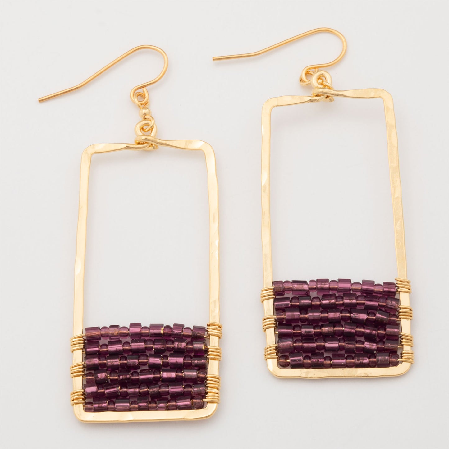 Golden Rectangle & Crystal Earrings