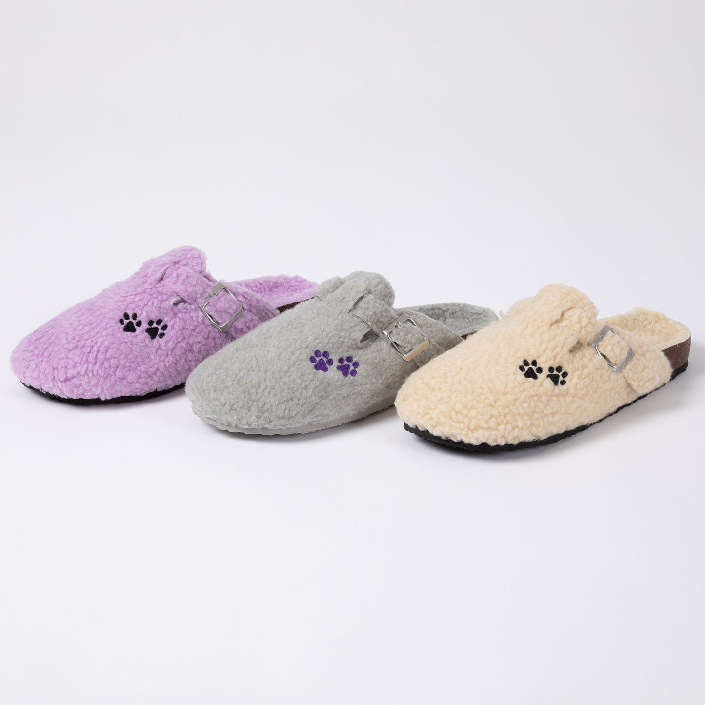 Paw Print Plush Sherpa Fleece Clog Slippers