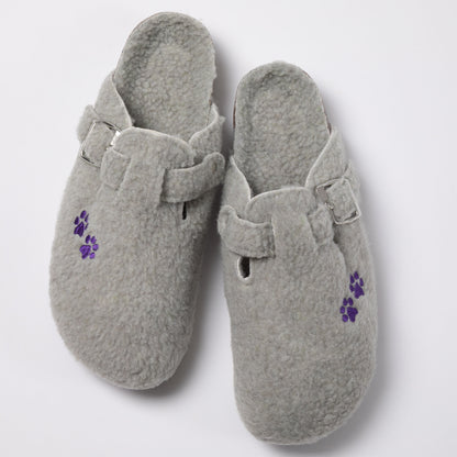 Paw Print Plush Sherpa Fleece Clog Slippers