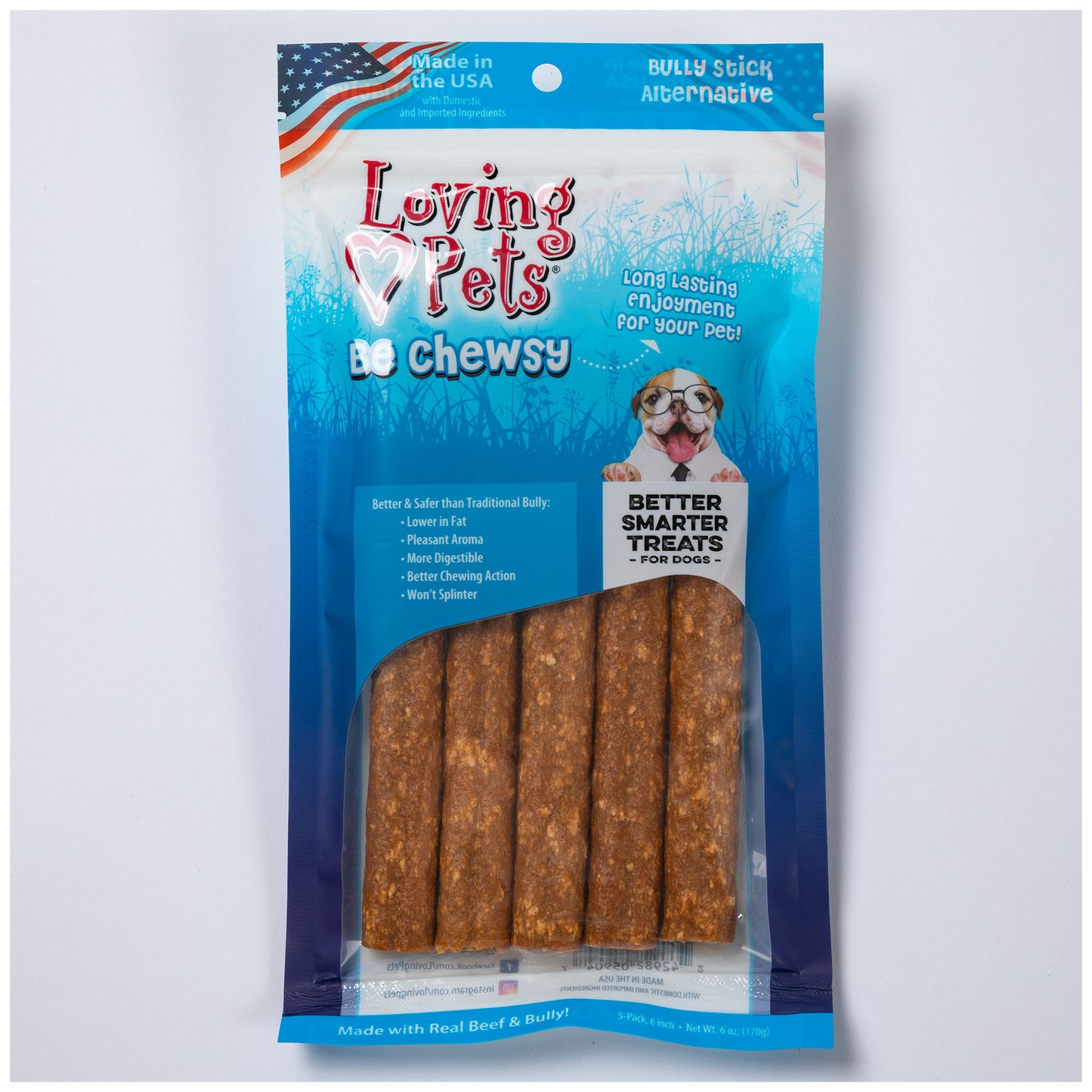Loving Pets&reg; Be Chewsy 6-inch Bully Stick Alternative - 5 Pack