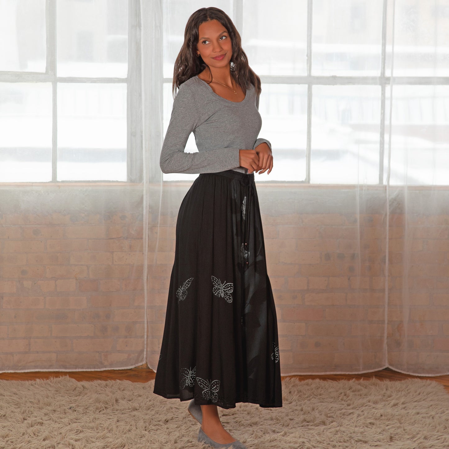 Midnight Butterfly Long Skirt