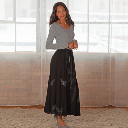 Midnight Butterfly Long Skirt
