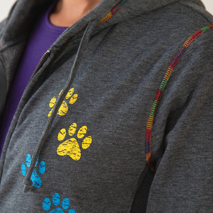 Rainbow Paws Zip Up Burnout Hoodie