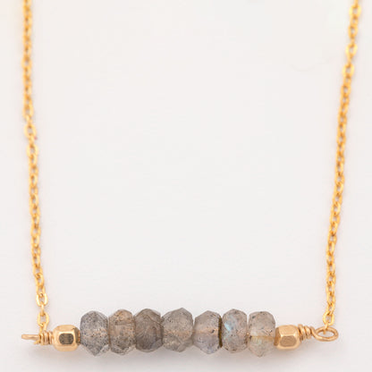 Gemstone Bar Gold Filled Necklace