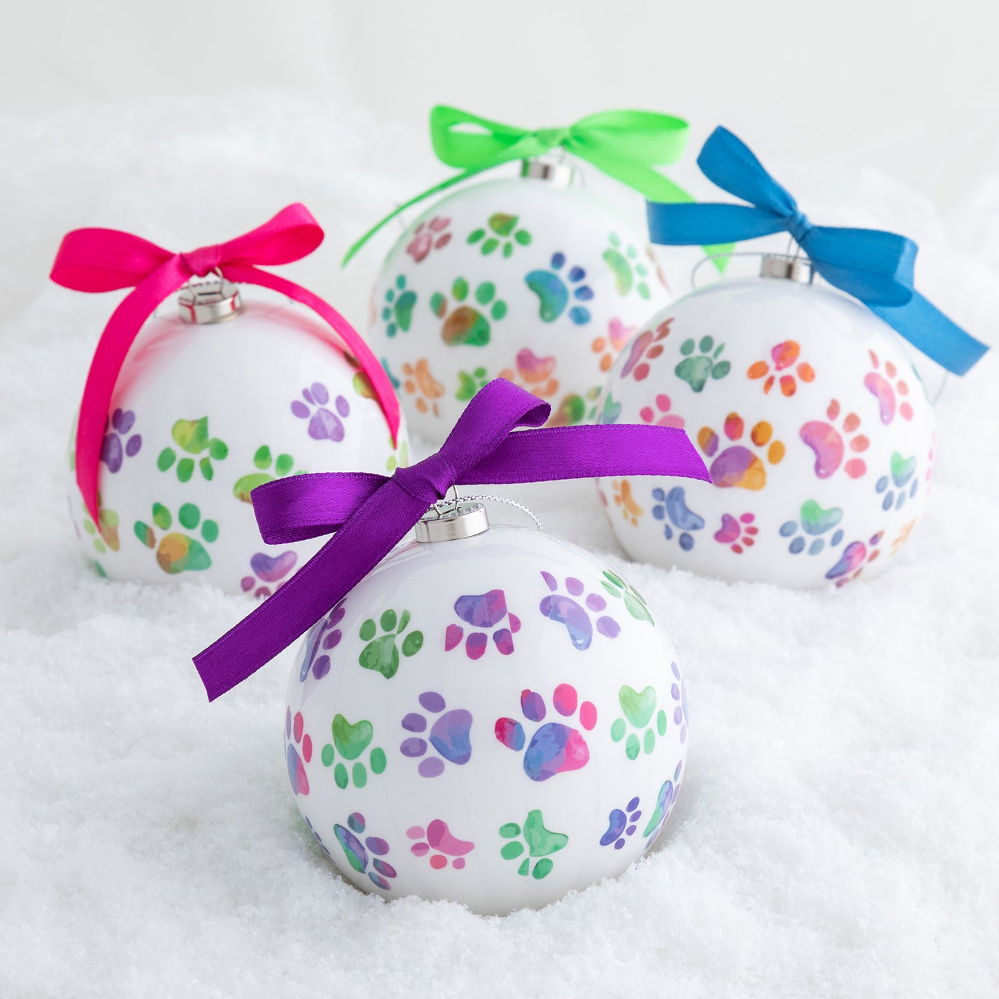 Paw Print Ornaments - Set of 4