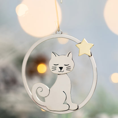 Wish Upon a Star Cat Mixed Metal Ornament