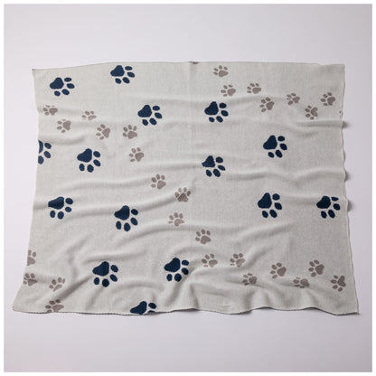 Paw Print Cotton Knit Throw